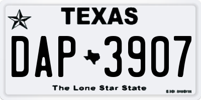 TX license plate DAP3907