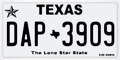 TX license plate DAP3909