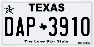 TX license plate DAP3910