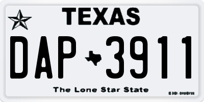 TX license plate DAP3911