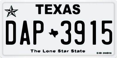 TX license plate DAP3915