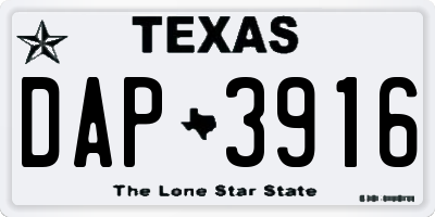 TX license plate DAP3916