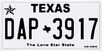 TX license plate DAP3917