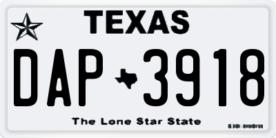 TX license plate DAP3918