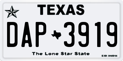 TX license plate DAP3919