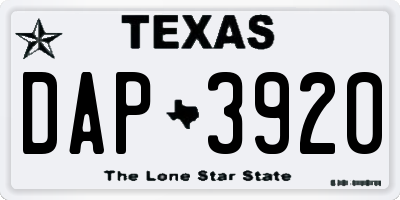 TX license plate DAP3920