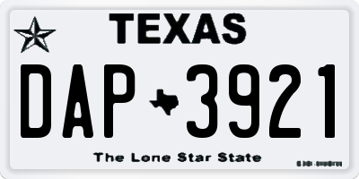TX license plate DAP3921