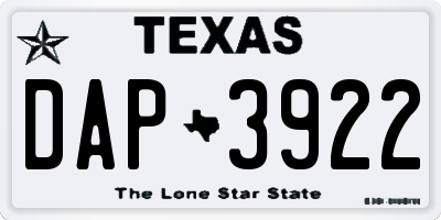TX license plate DAP3922