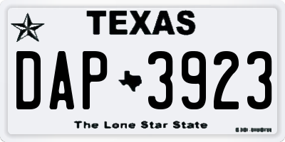 TX license plate DAP3923