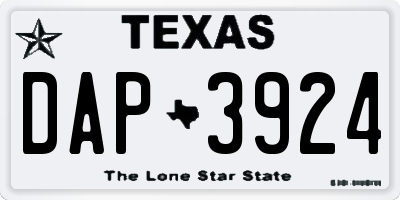 TX license plate DAP3924