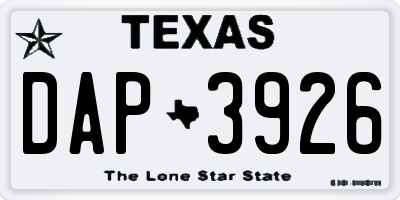 TX license plate DAP3926