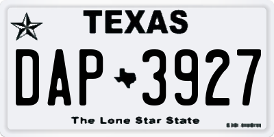 TX license plate DAP3927