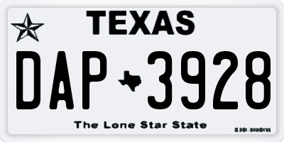 TX license plate DAP3928