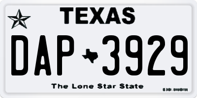 TX license plate DAP3929