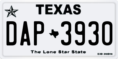 TX license plate DAP3930