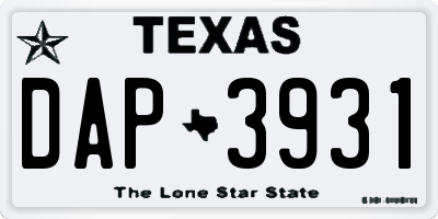 TX license plate DAP3931