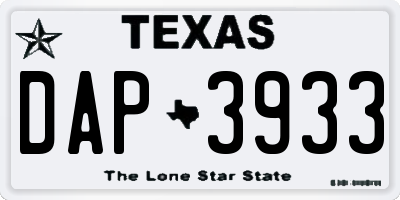 TX license plate DAP3933