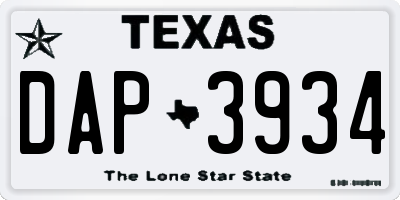 TX license plate DAP3934