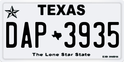 TX license plate DAP3935