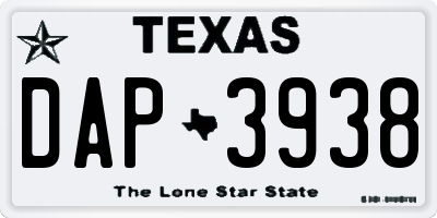 TX license plate DAP3938