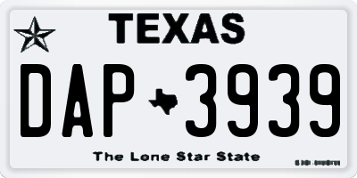 TX license plate DAP3939