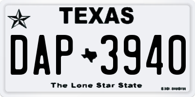 TX license plate DAP3940