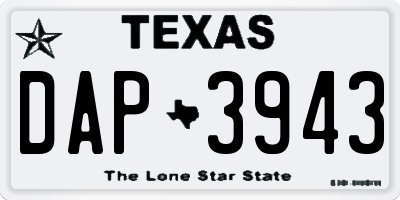 TX license plate DAP3943