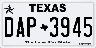 TX license plate DAP3945