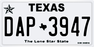TX license plate DAP3947
