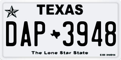TX license plate DAP3948