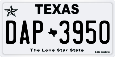 TX license plate DAP3950