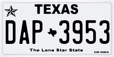 TX license plate DAP3953