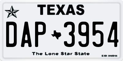 TX license plate DAP3954