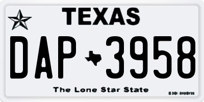 TX license plate DAP3958