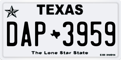 TX license plate DAP3959