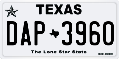 TX license plate DAP3960