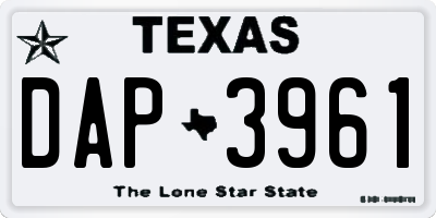 TX license plate DAP3961