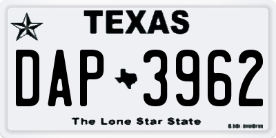 TX license plate DAP3962