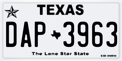 TX license plate DAP3963