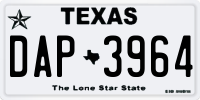 TX license plate DAP3964