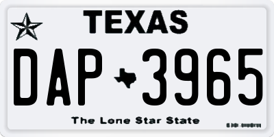 TX license plate DAP3965