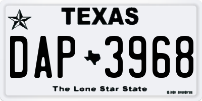 TX license plate DAP3968