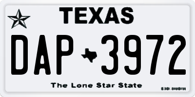 TX license plate DAP3972