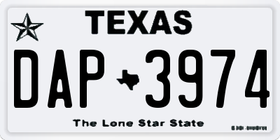 TX license plate DAP3974
