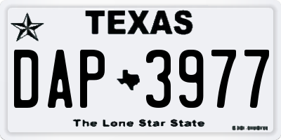 TX license plate DAP3977