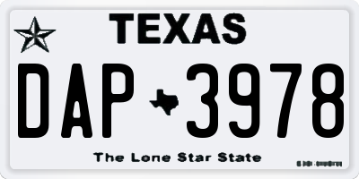 TX license plate DAP3978