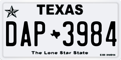TX license plate DAP3984
