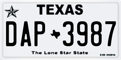 TX license plate DAP3987