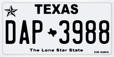 TX license plate DAP3988