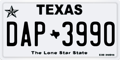 TX license plate DAP3990